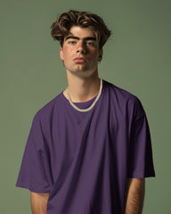 Men’s Oversized Purple T-Shirt – Premium Cotton for Trendy Comfort