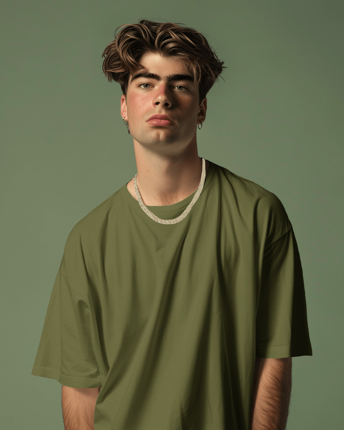 Men’s Oversized Olive Green T-Shirt – Premium Cotton for a Relaxed Style