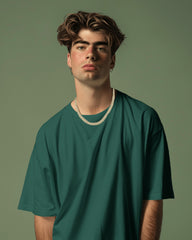 Men’s Oversized Bottle Green T-Shirt – Premium Cotton, Relaxed Fit