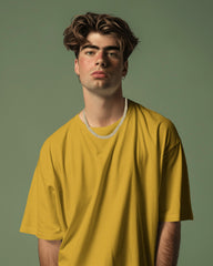 Men’s Oversized T-Shirt – Mustard Yellow | Premium Cotton Comfort